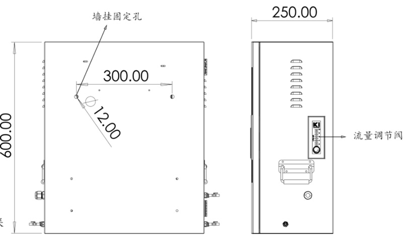 二次供水水質(zhì)在線監(jiān)測(cè)儀側(cè)視圖